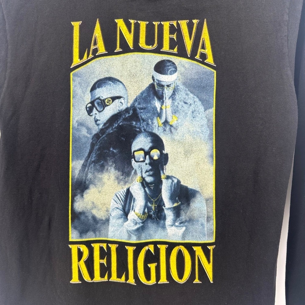 Bad Bunny La Nueva Religion Tour Concert Black Long Sleeve T Shirt Mens M
